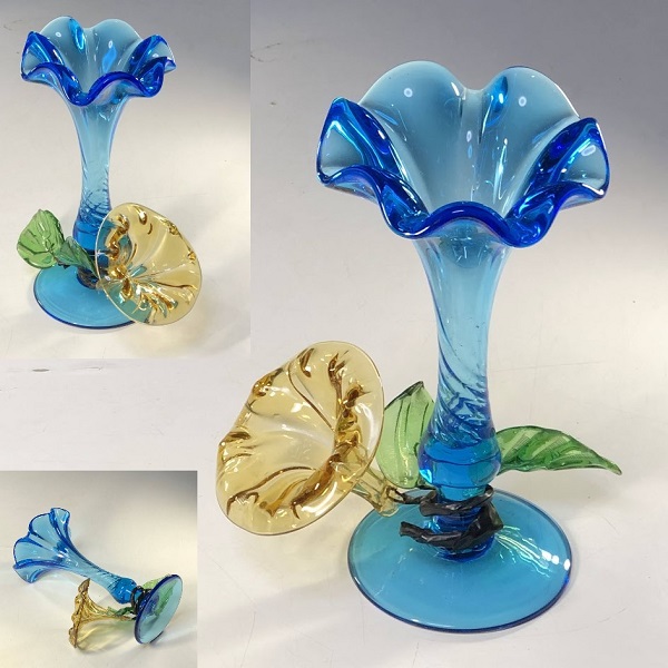 エミールガレ カメオ彫り 茶器 茶碗 ガラス 置物 花柄 朝顔 マルチ