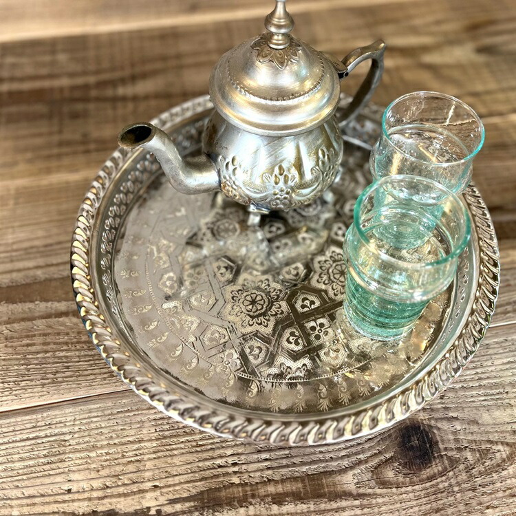 金属製ブロンズ色トレイ モロッコ 金属製ブロンズ色トレイ モロッコ