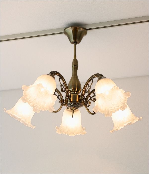 楽天市場】シャンデリア アイアン ガラス おしゃれ 5灯 アンティーク風