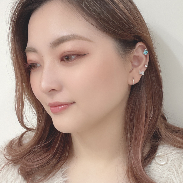 16G ］ガーリーな雰囲気が愛らしい♪キュービックハートモチーフ 軟骨