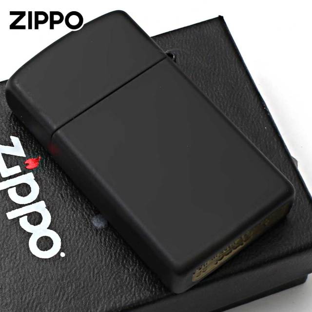 Zippo ジッポー スリム ブラック ボーダーライン ジッポ ロゴ SLIM