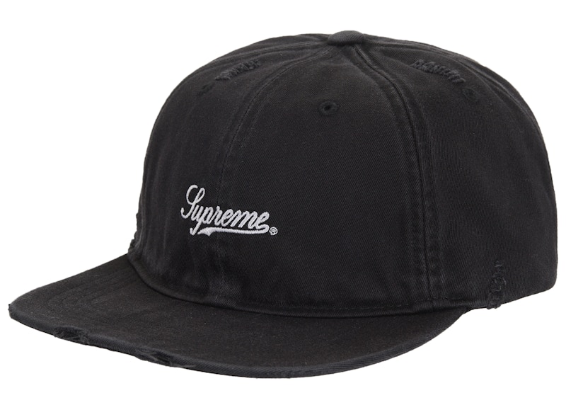 Supreme Distressed Script 6-Panel Black - FW25 - US