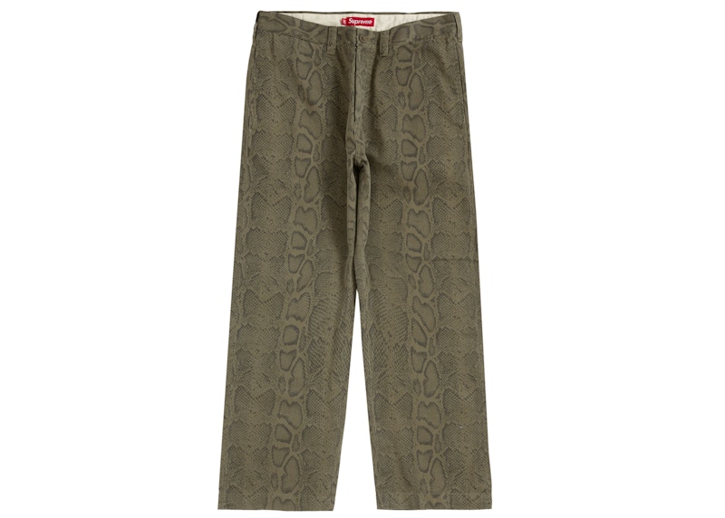 Supreme Snake Print Chino Pant Olive Men's - SS24 - US
