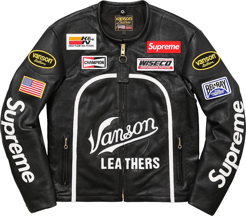 Supreme Vanson Leather Work Jacket Black Supreme Vanson Racing