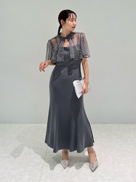 LEJA】パールパイピングボレロ付き2wayマーメイドフレアロングドレス