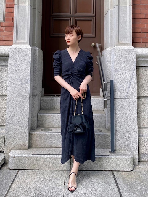 ワンピース Ameri vintage BACK OPEN GATHER DRESS Ameri vintage BACK