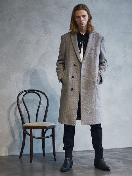 尾州素材使用】ピークドラペル セミダブル チェスターコート｜5351POUR