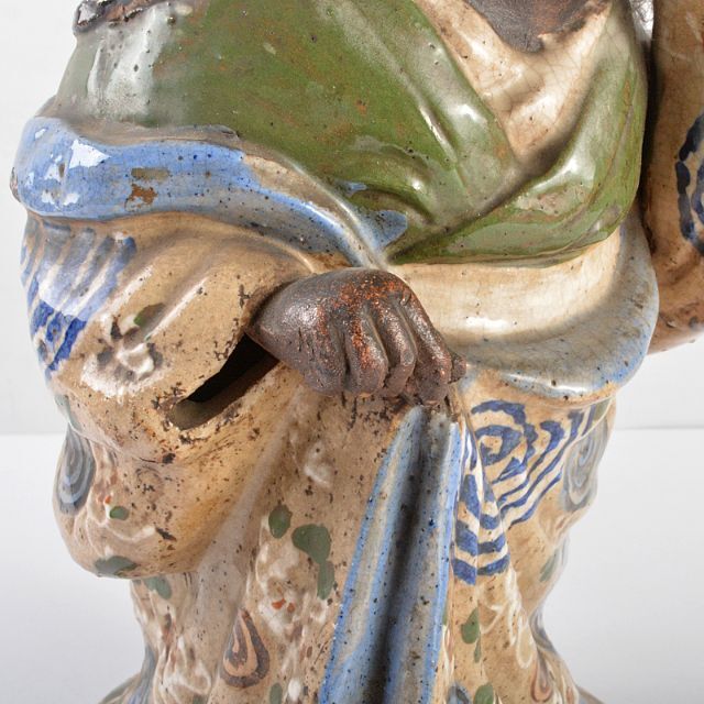 青木木米 色絵 お多福 人物像 置物 G R5224 青木木米 色絵 お多福 人物