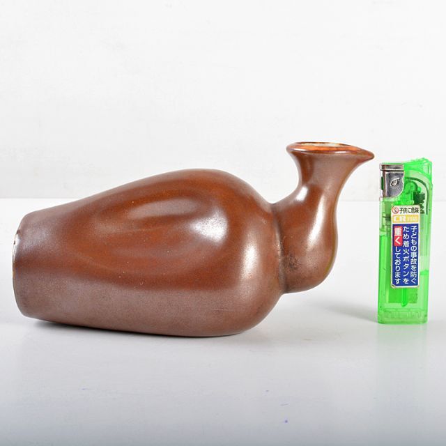 富山県 小杉焼 柿釉 酒器 鴨徳利 M R5357