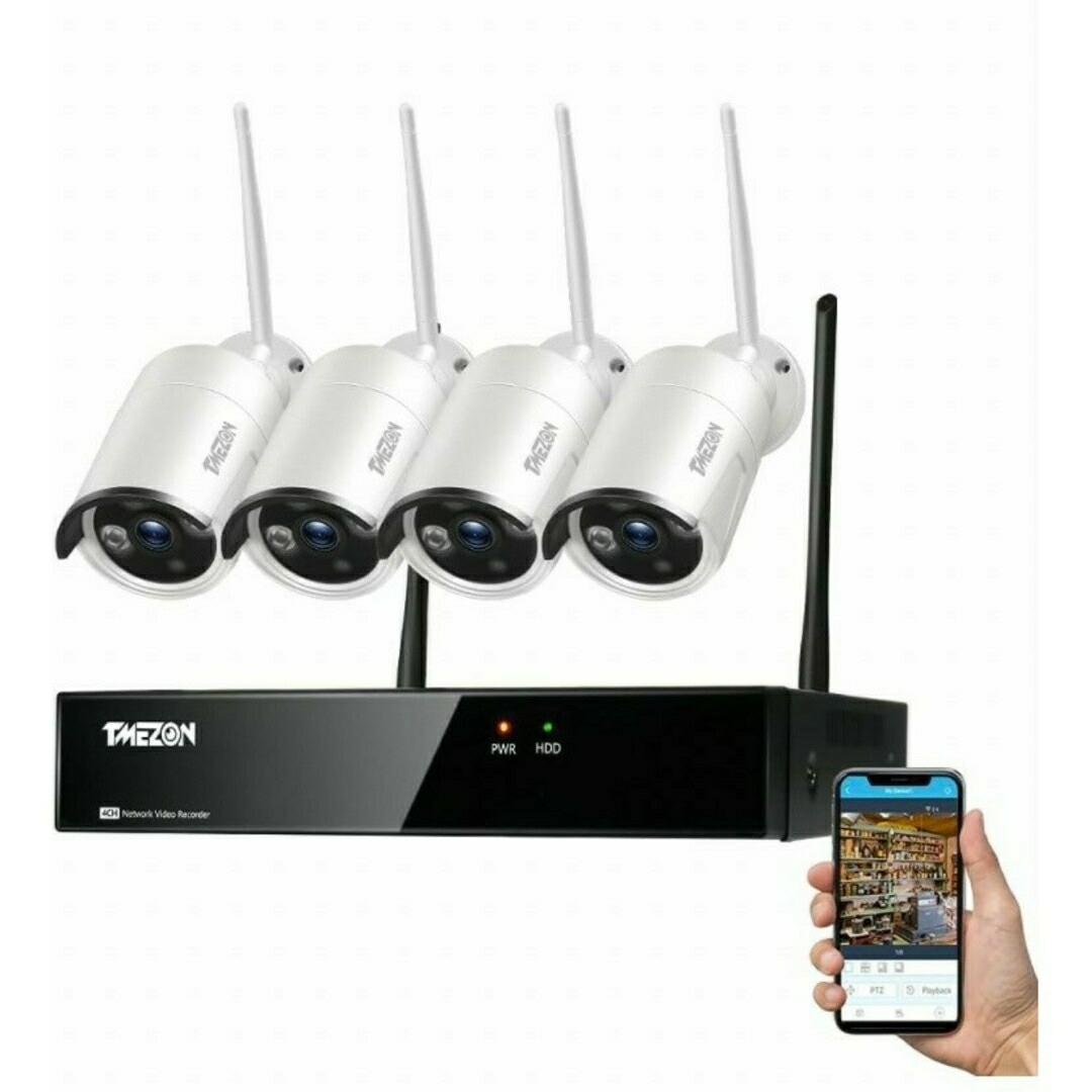 ワイヤレス 防犯カメラ 4台 セットの通販 by KA｜ラクマ