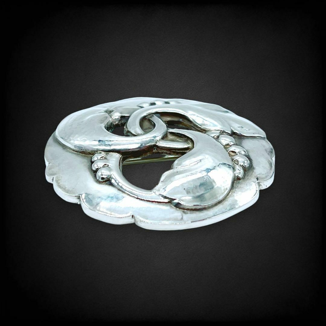 ジョージジェンセン ピン ブローチ 20 リーフ サークル シルバー