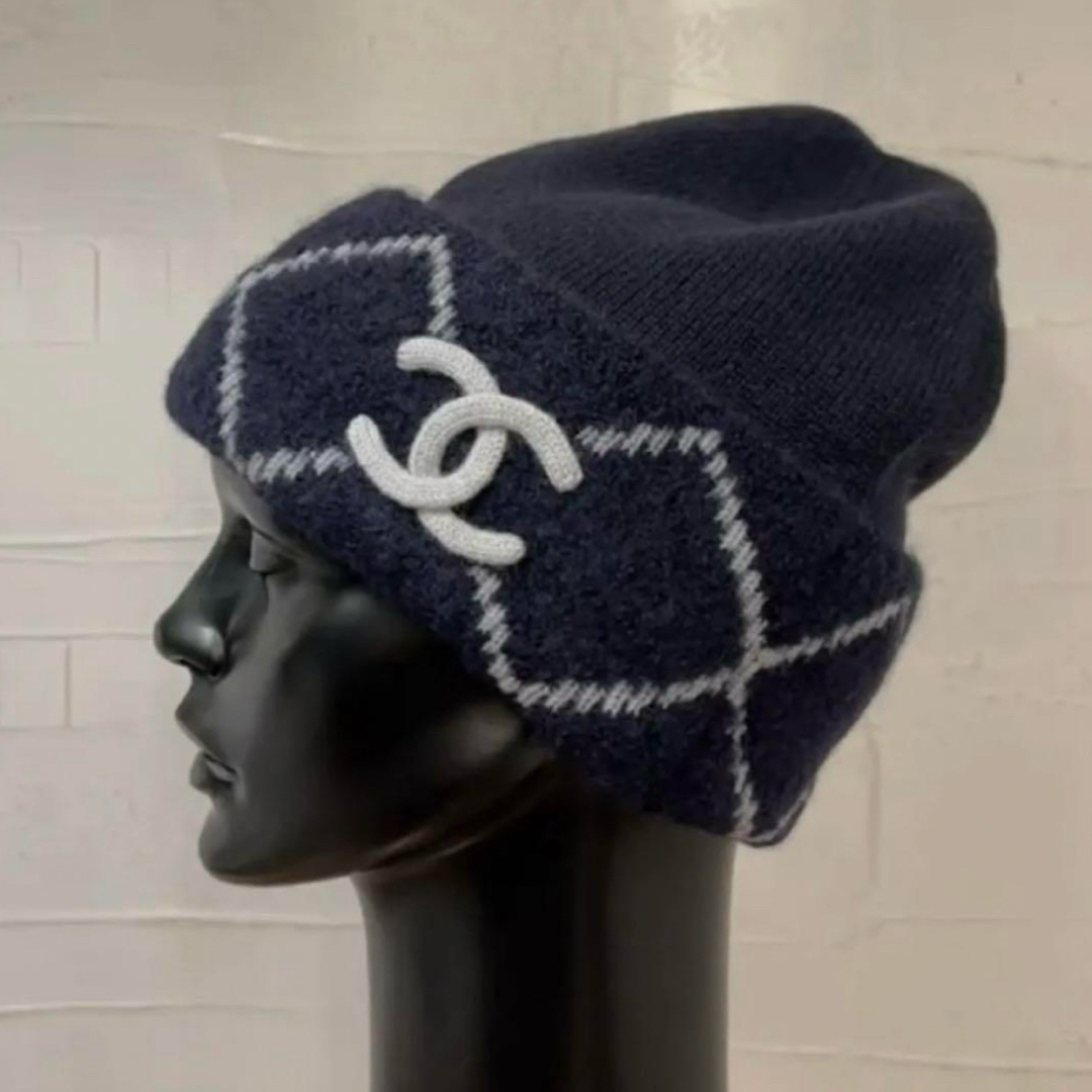 CHANEL】シャネル アーガイル柄ニット帽