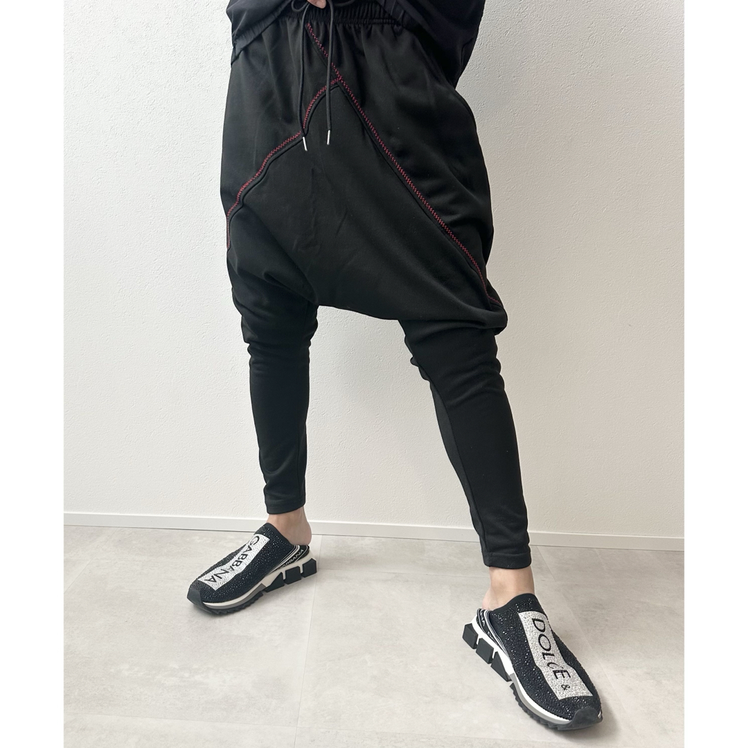 サルエル パンツ スウェット 黒 ブラック スキニー ストレッチ 検