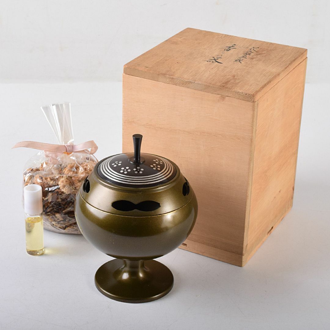 人間国宝 中川衛作 銀象嵌 香りの器 香炉 ポプリ・オイル付 共箱 MR8734