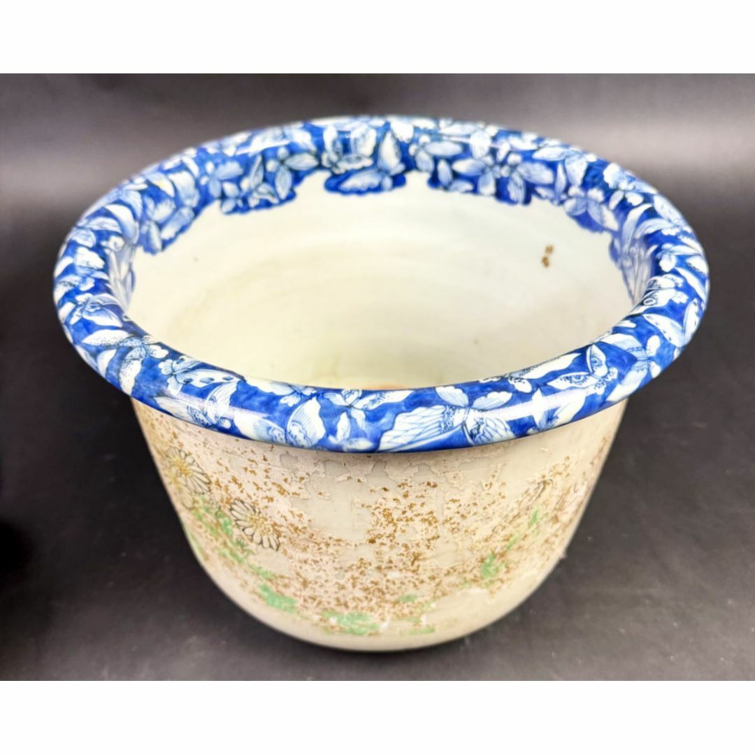 江戸時代 古染付鉢 呉須 青花 焼物 入手困難 骨董 日本古玩 WWTT215の