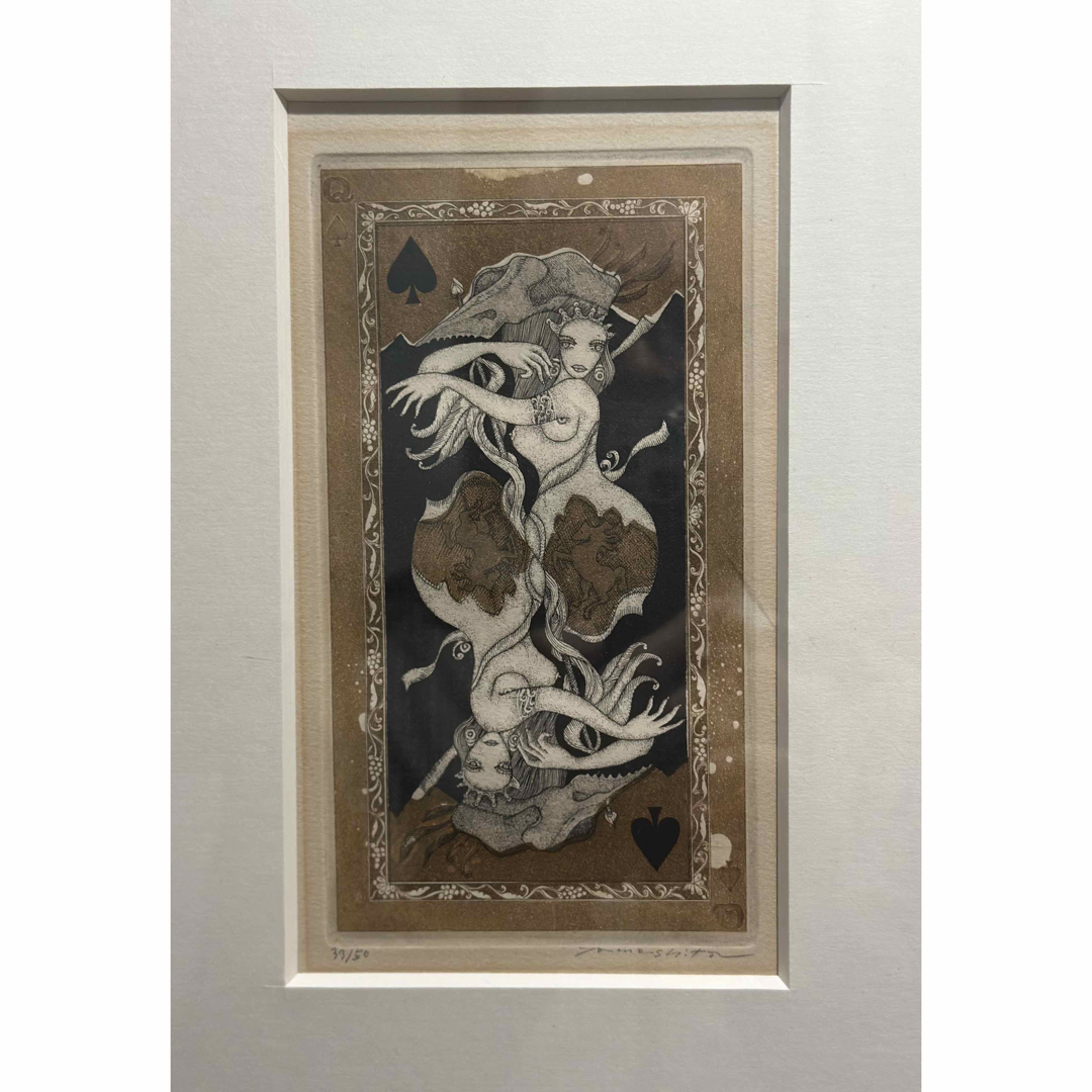 40年近く前の作品です。山下清澄スペードトランプ美人画版画 限定33/
