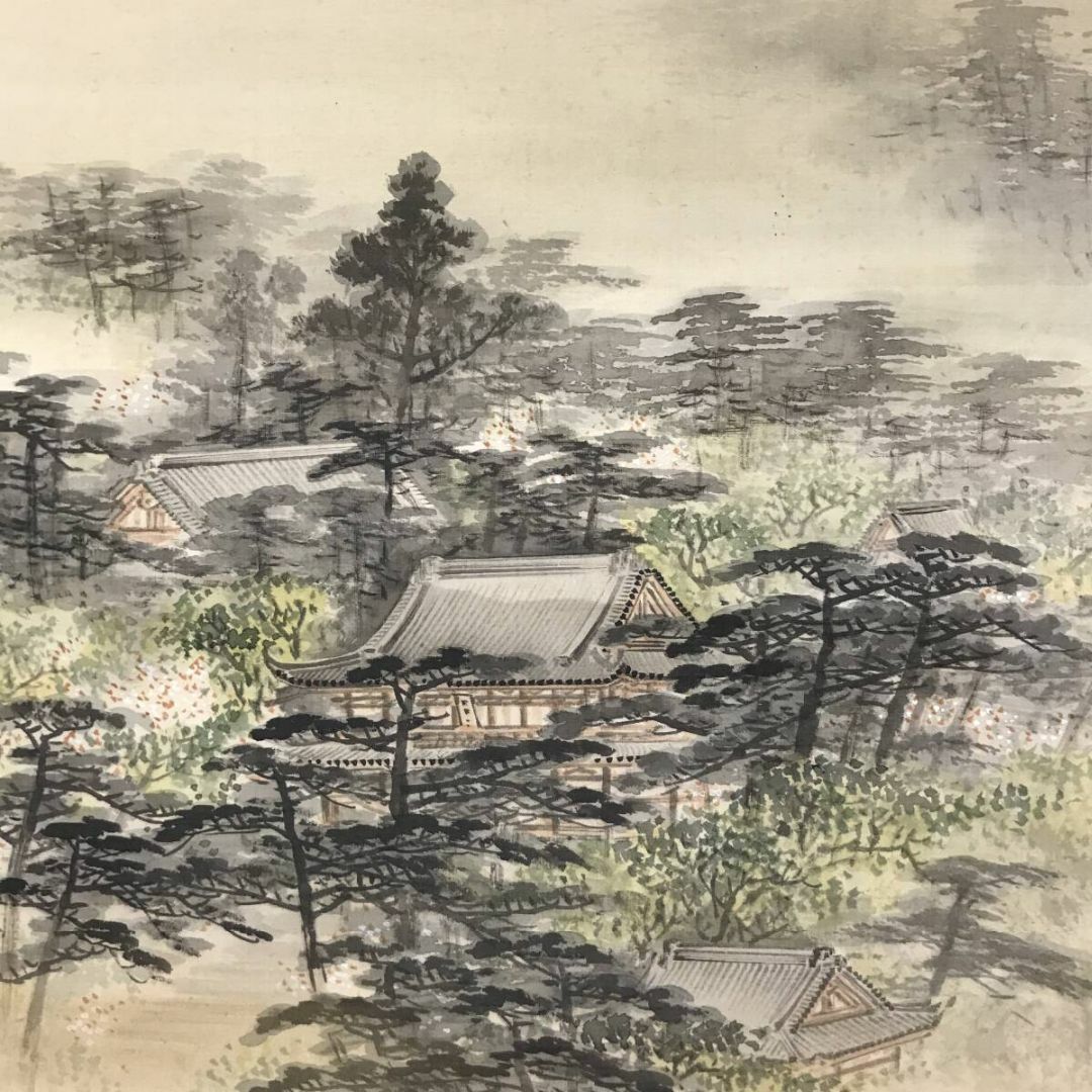 真作/田中日華/嵐山京都風景之図/山水図/掛軸☆宝船☆Y-669 真作/山中