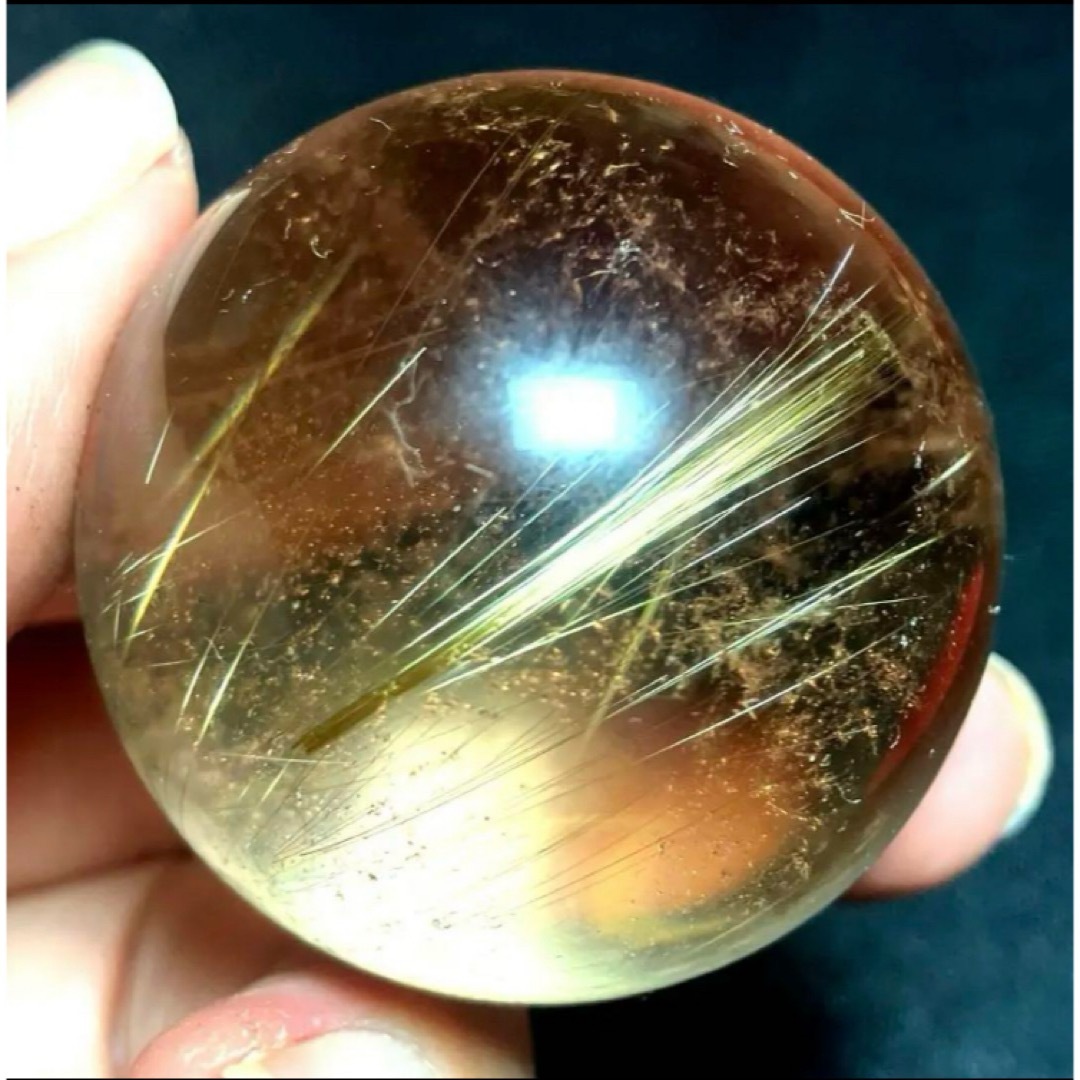 超絶綺麗✨40mm ゴールドタイチンルチルクォーツ 丸玉 スフィア 金針