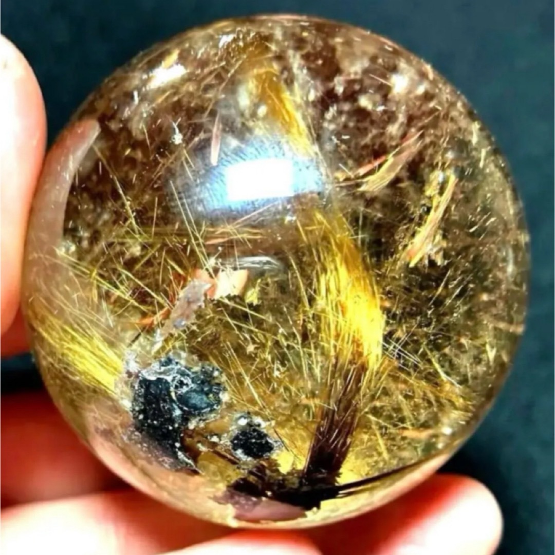 超絶綺麗✨64mm ゴールドルチルクォーツ 丸玉 スフィア 金針水晶 超絶
