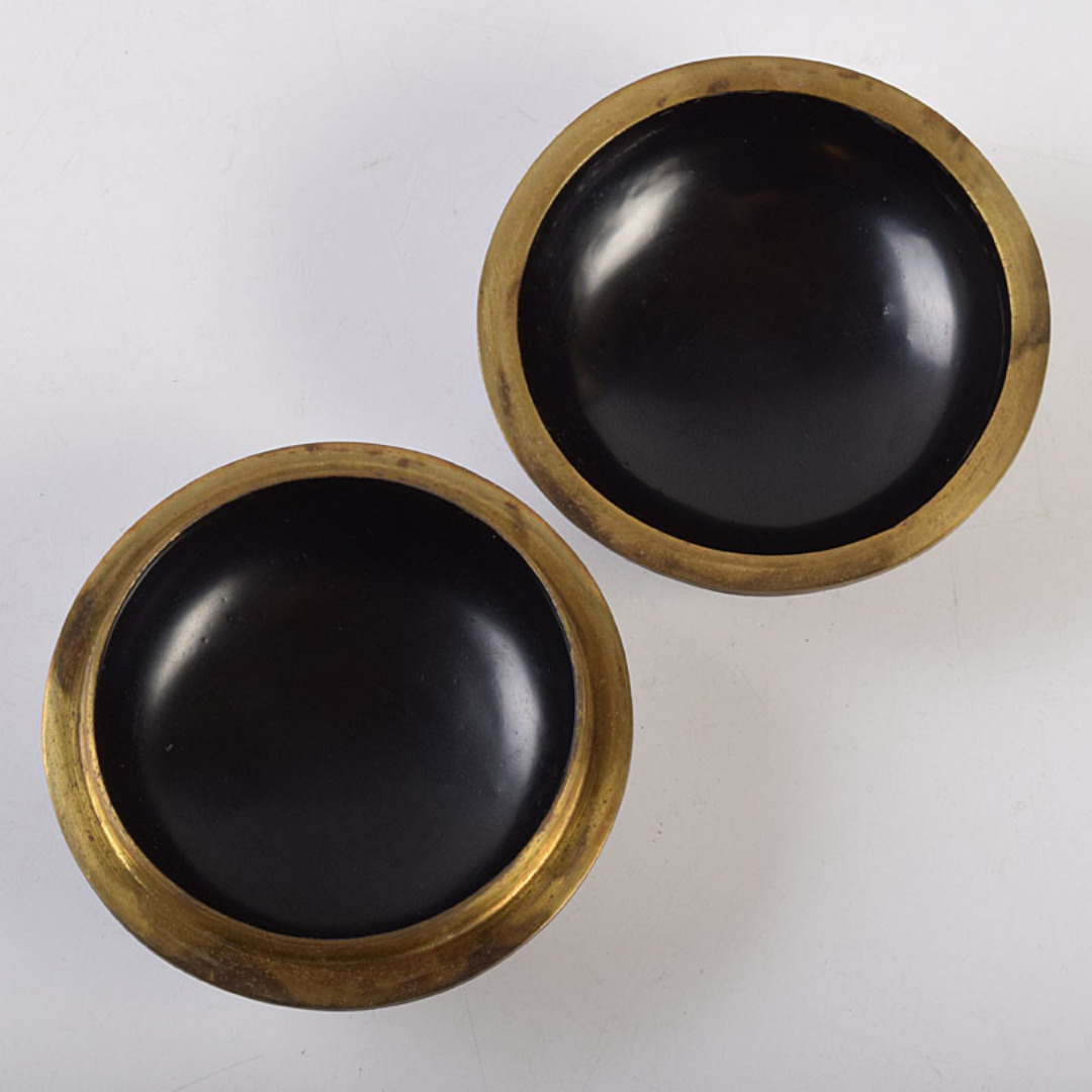 中国 堆朱 堆黒 内七宝 山水人物文 香合 V R9265