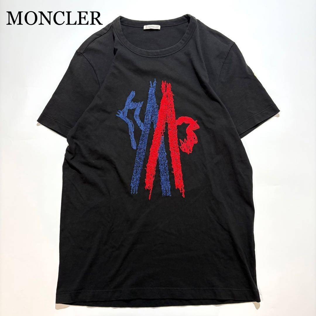MONCLER ロゴ刺繍 ブラック Tシャツ M