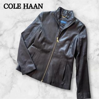 コールハーン レザージャケット ダークブラウン ラムスキン Mサイズ