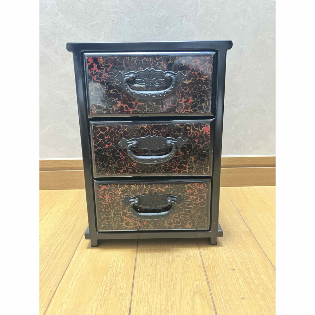 津軽塗 レトロ ミニタンス 小箪笥 3段 引き出し 小物入れ 収納 箱 卓上