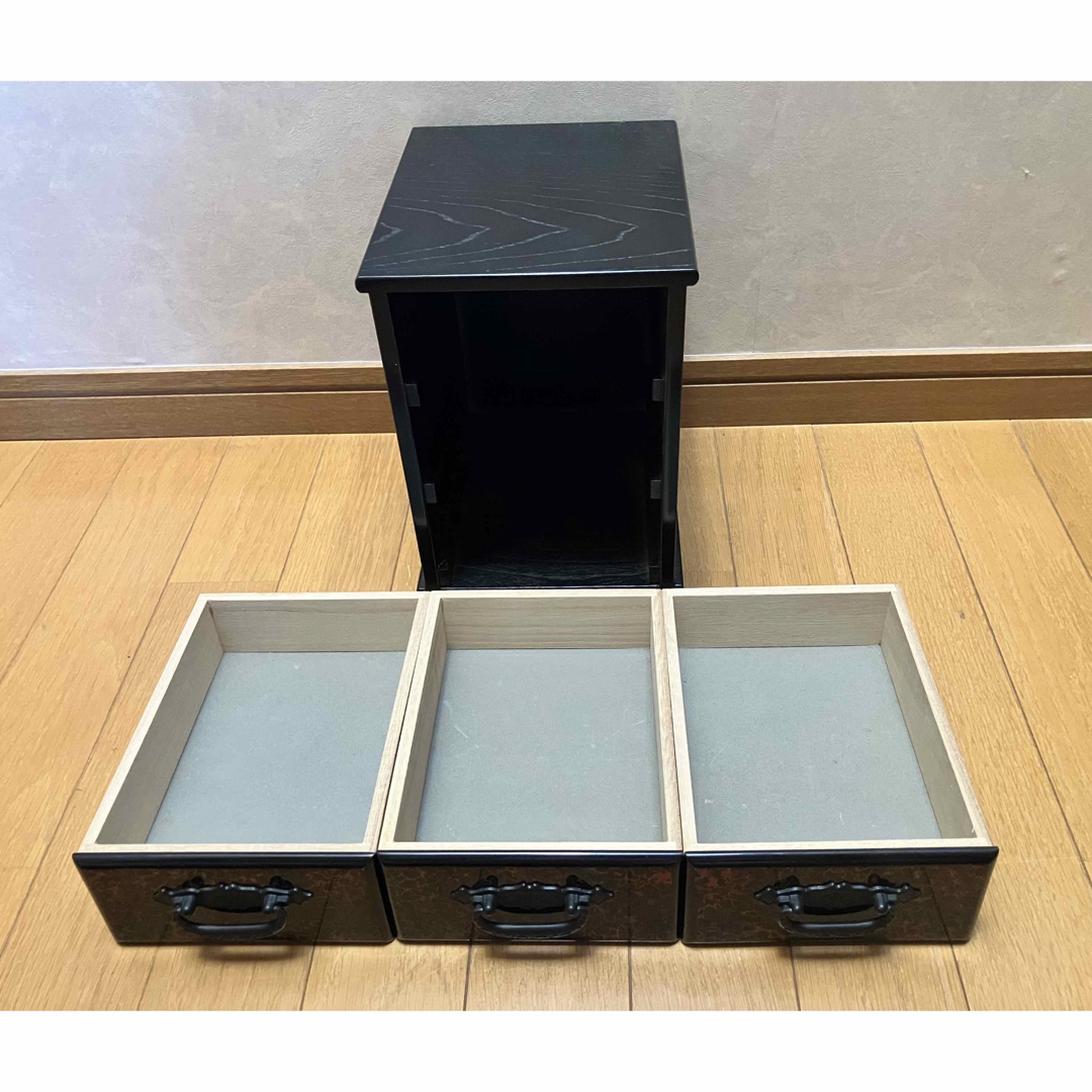 津軽塗 レトロ ミニタンス 小箪笥 3段 引き出し 小物入れ 収納 箱 卓上