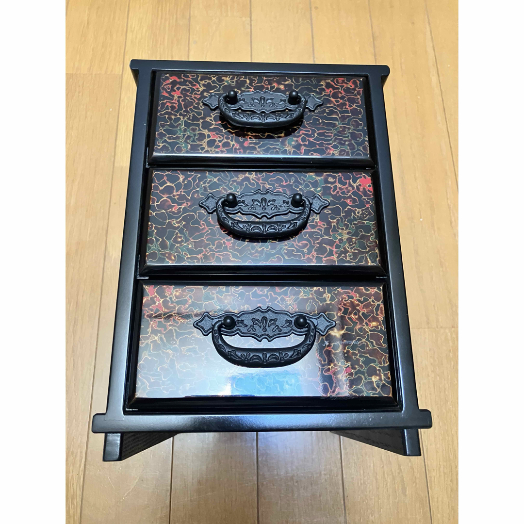 津軽塗 レトロ ミニタンス 小箪笥 3段 引き出し 小物入れ 収納 箱 卓上