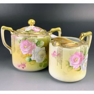 訳あり】オールドノリタケ フライングスワン 脚付きティーポット