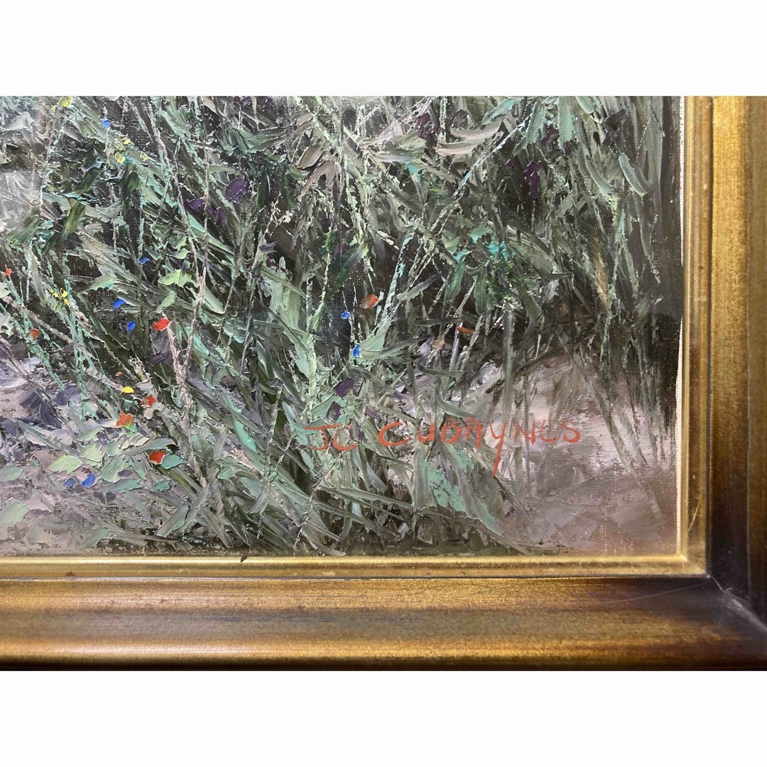 油彩 肉筆(仮)山路にて 【J C Cubaynes】フランス人作家 印象派風 油彩