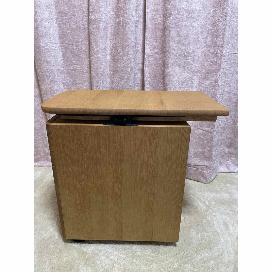 美品 飛騨産業 デスクワゴン デスクサイドワゴン木製 脇机 可動式テーブル