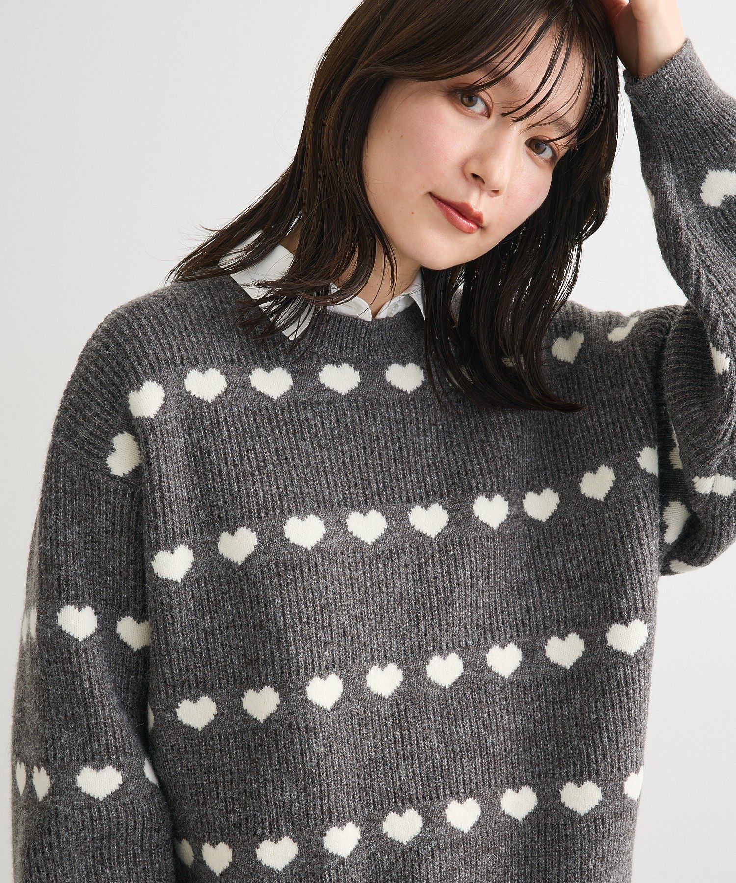 swing by ハートジャカードクルーニット/Green Parks（グリーン