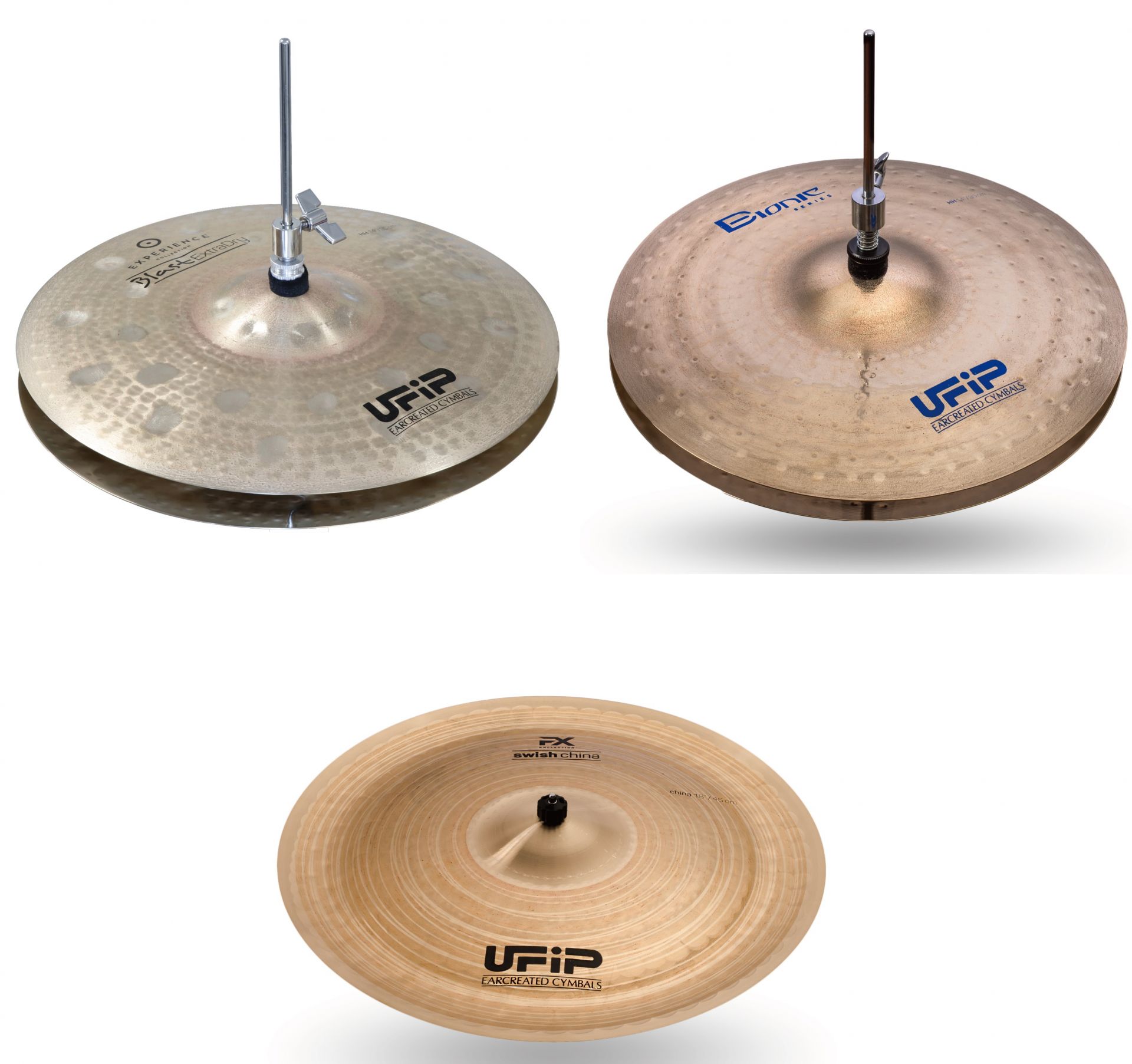 シンバル】-UFiP-ハイハットシンバル2種類、チャイナシンバル1種類新