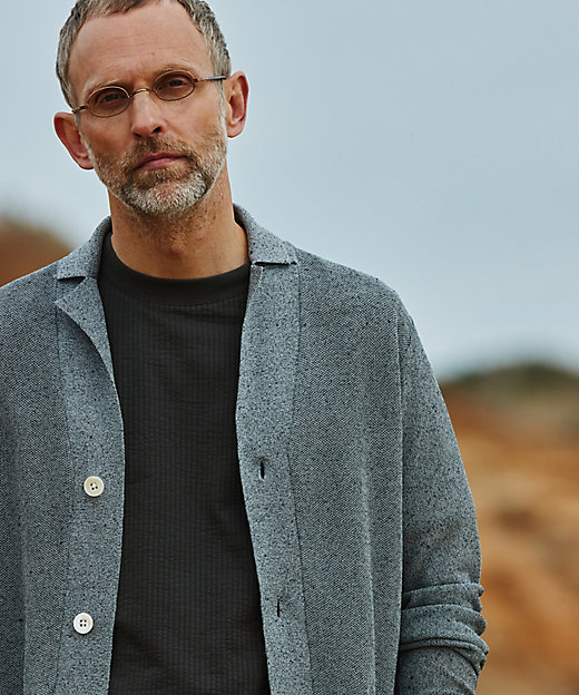 ✨希少✨PETER BROWN レザージャケット 切り替え ニット カシミヤ混