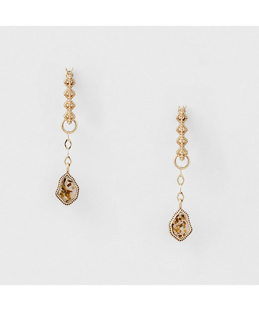 agete K10 YG ひねりオーバルフープピアス マット加工ピアス K10