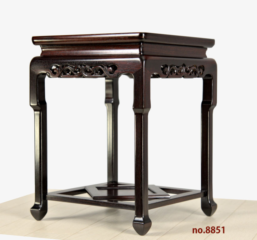 花台: 紫檀 入足中卓 高さ30.5cm 高嶋作 唐木指物工芸 no.8851 / 唐木