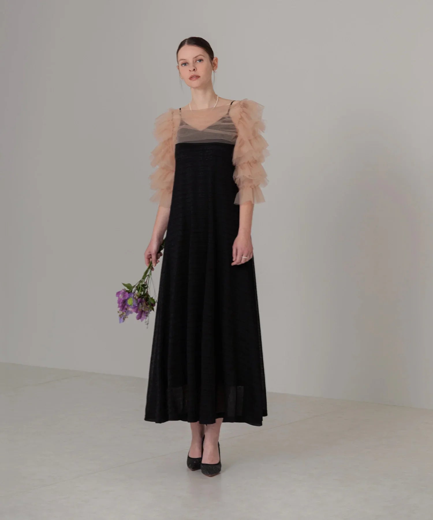 一部当日発送】ティアードフリルチュールボレロドレス/パーティー