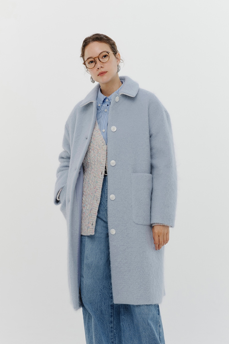 yori ステンカラーシャギーコート【2024AW】 38 ステンカラーシャギー