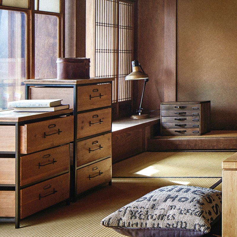 3段】天然木製チェスト 2種類 ヘリンボーン柄｜ベッド・マットレス