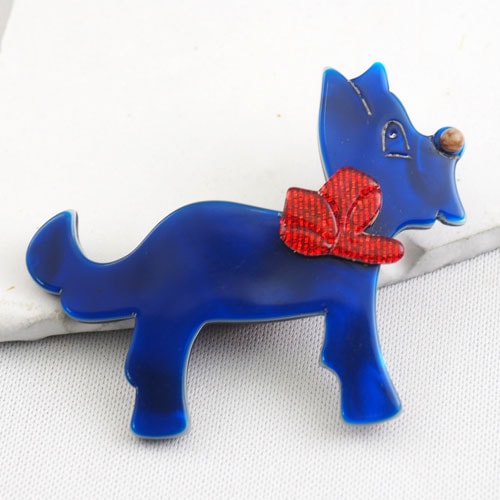 Lea Stein Paris リアスタン パリ　青い帽子とステッキのブローチ Lea Stein Paris リアスタン パリ 青い帽子とステッキのブローチ