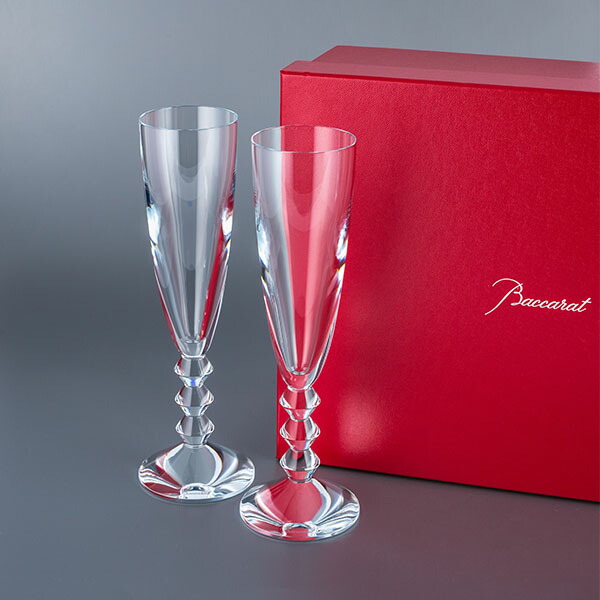 Baccarat クリスタルバカラシャンパングラス フルート 2個セット 箱