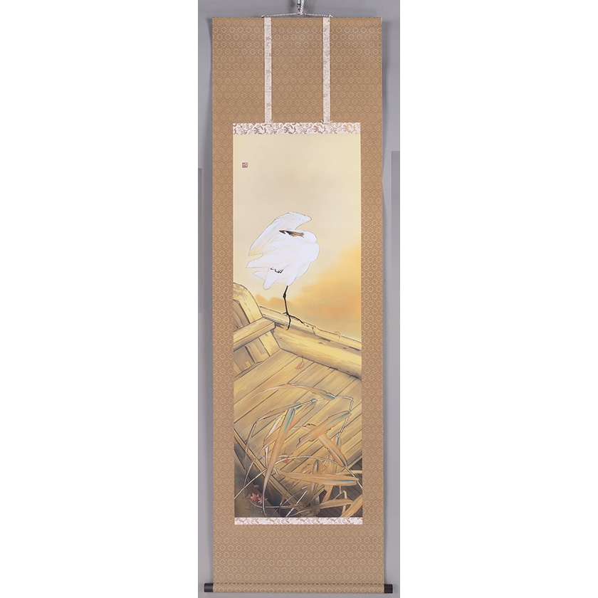 真作】【複製】掛軸 竹内栖鳳 工芸画 梅に鶯図 合箱入 T50 真作