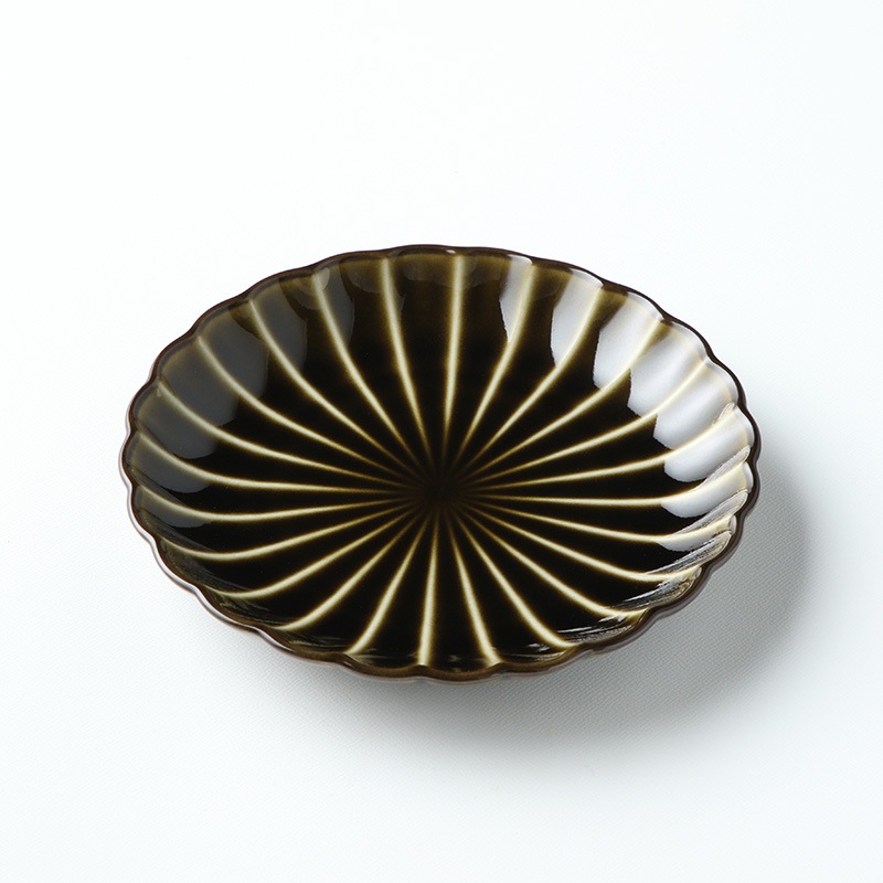 銘々皿 黒地独楽繋(こまつなぎ) 5枚組×3セット ぎやまん陶 銘々皿 5枚