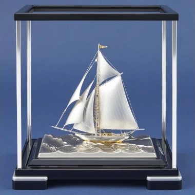 武比古ヨット 金属製帆船模型 ガラスケース付き 武比古 TAKEHIKO 帆船