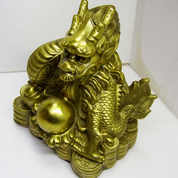 銅製噴水龍置物金色【送料無料】（沖縄700円） ｜ 開運,風水,お香立て