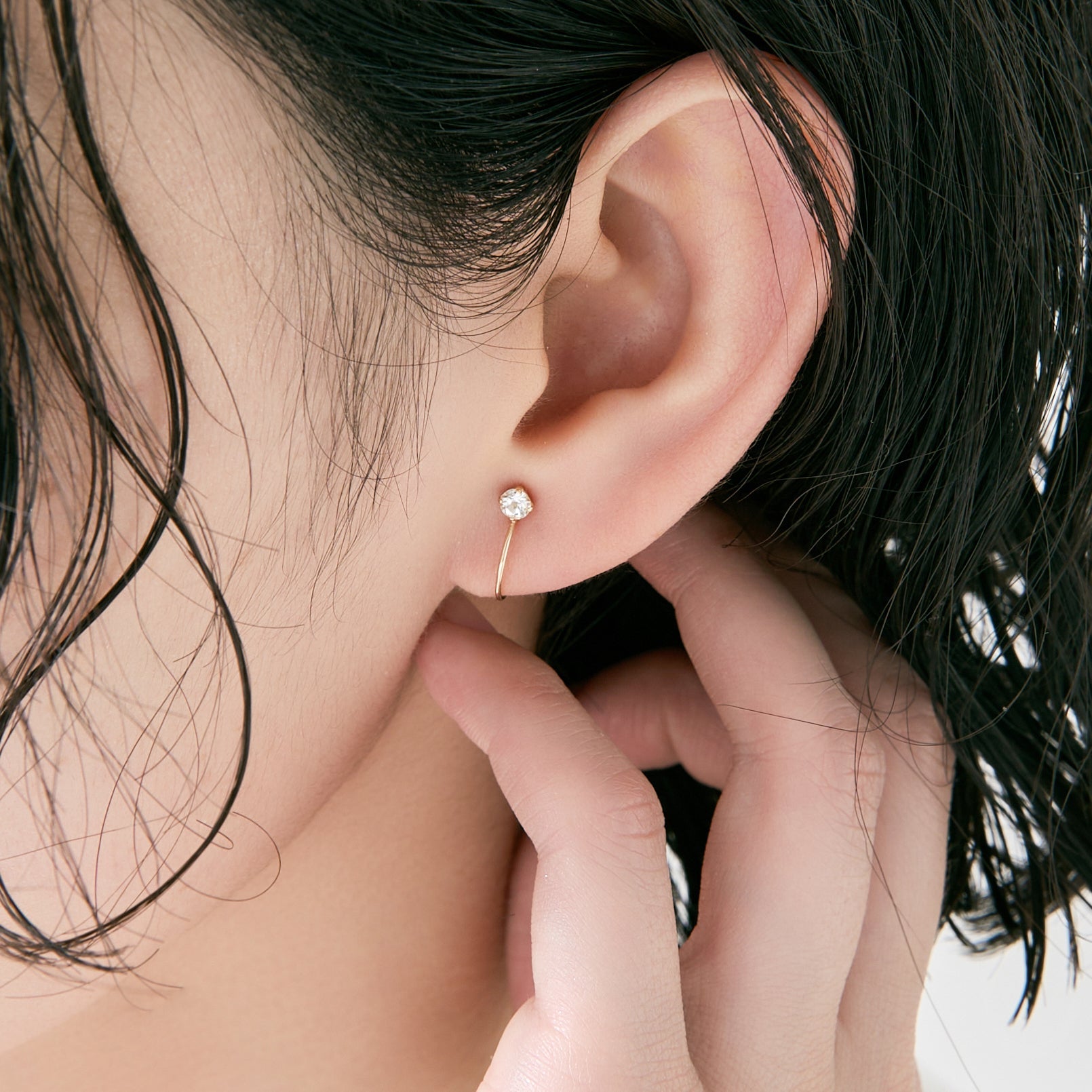 新品】L&Co. K10 誕生石 スクエア スタッドピアス ホワイトトパーズ