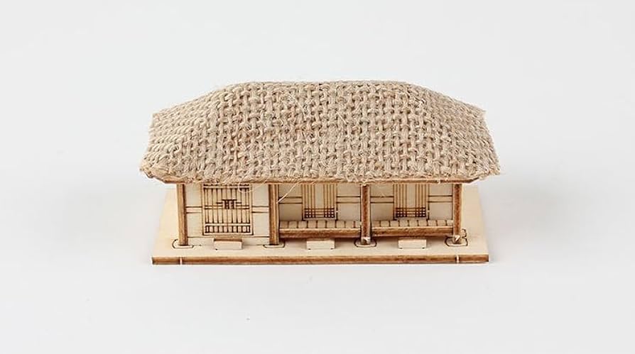 木製プラモデル 木製模型 ヤングモデラー 機関車 列車 茅葺きの屋根の