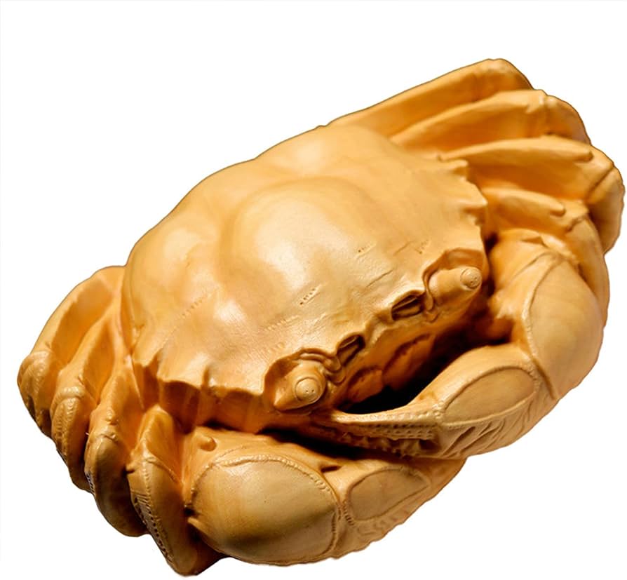 Amazon.co.jp: ツゲの木彫りのカニ手作り茶寵工芸品手作りのテーブル