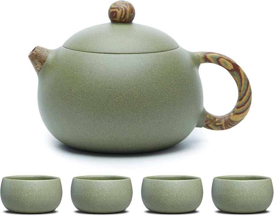 中国茶器】【宜興窯 紫砂器】 朱泥 内緑釉 石泉竹炉 中青磁 3個セット